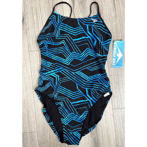 The Finals Women 1pc MAIZE Swimsuit Swan Back Blue - Size 38 L - $50